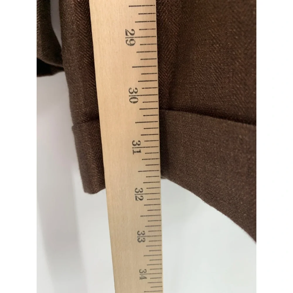 Murano Baird Mcnutt Pants Mens 34x32 Brown Linen Alex Slim Trousers Pleated Cuff